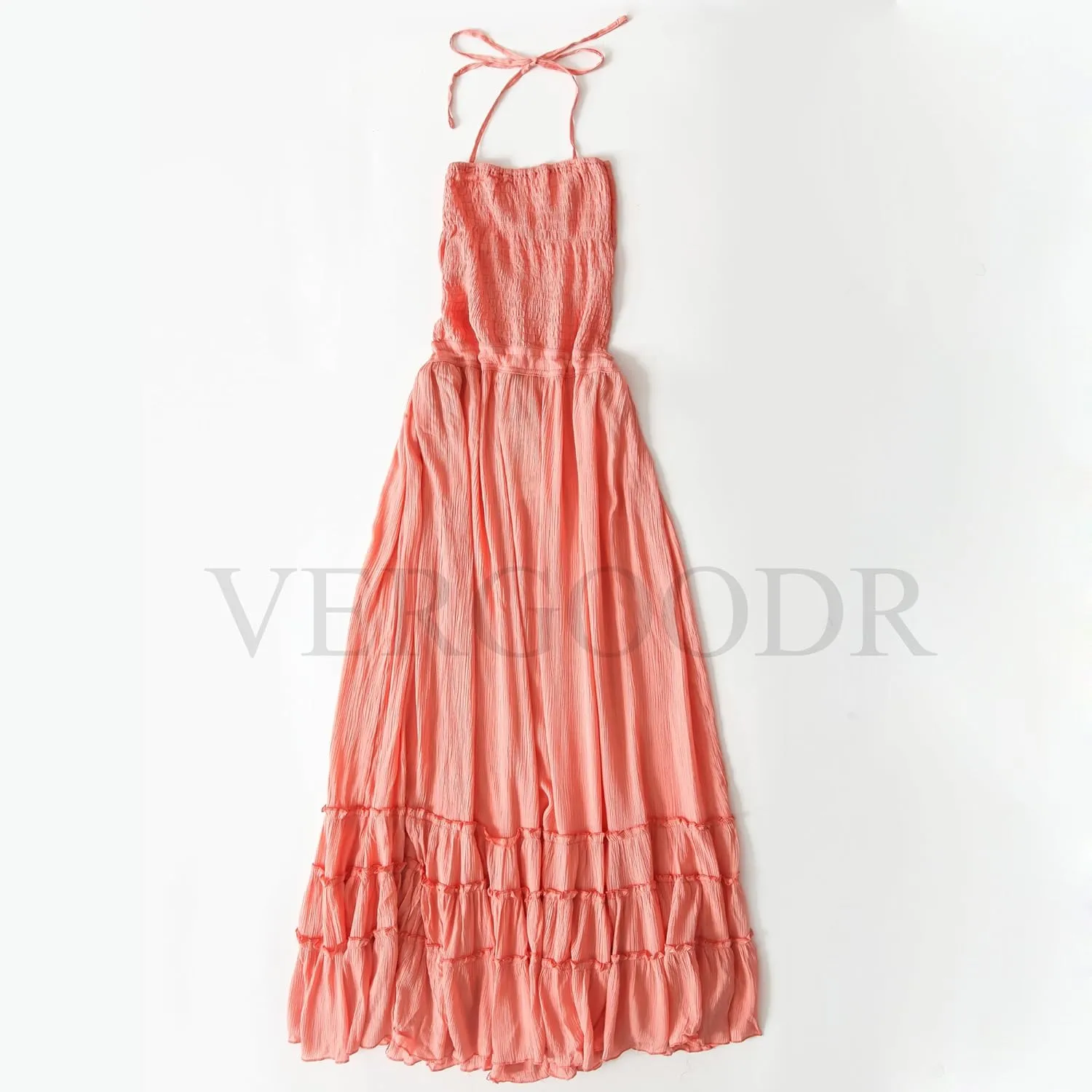 VERGOODR Women's Cotton Sexy Sleeveless Boho Beach Backless Long Bohemian Dress