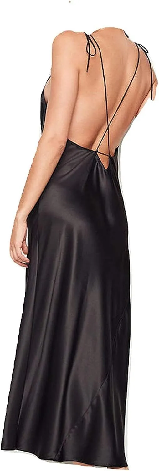 Victoria's Secret Satin Slip Midi Slip Dress Color Black New