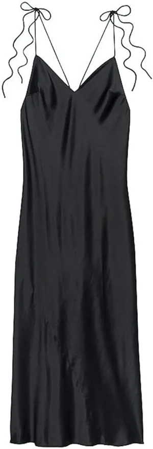 Victoria's Secret Satin Slip Midi Slip Dress Color Black New