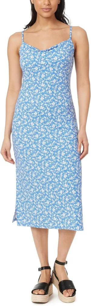 WallFlower Women's Candace Yummy Jersey Drape Neck Slip Midi Dress