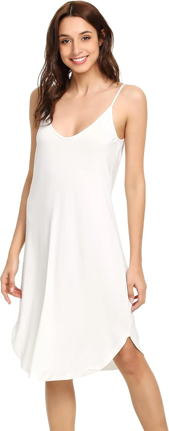 WiWi Slip Dress for Women Plus Size Chemise Nightgown Full Spaghetti Strap Dresses-Viscose made from Bamboo S-4X