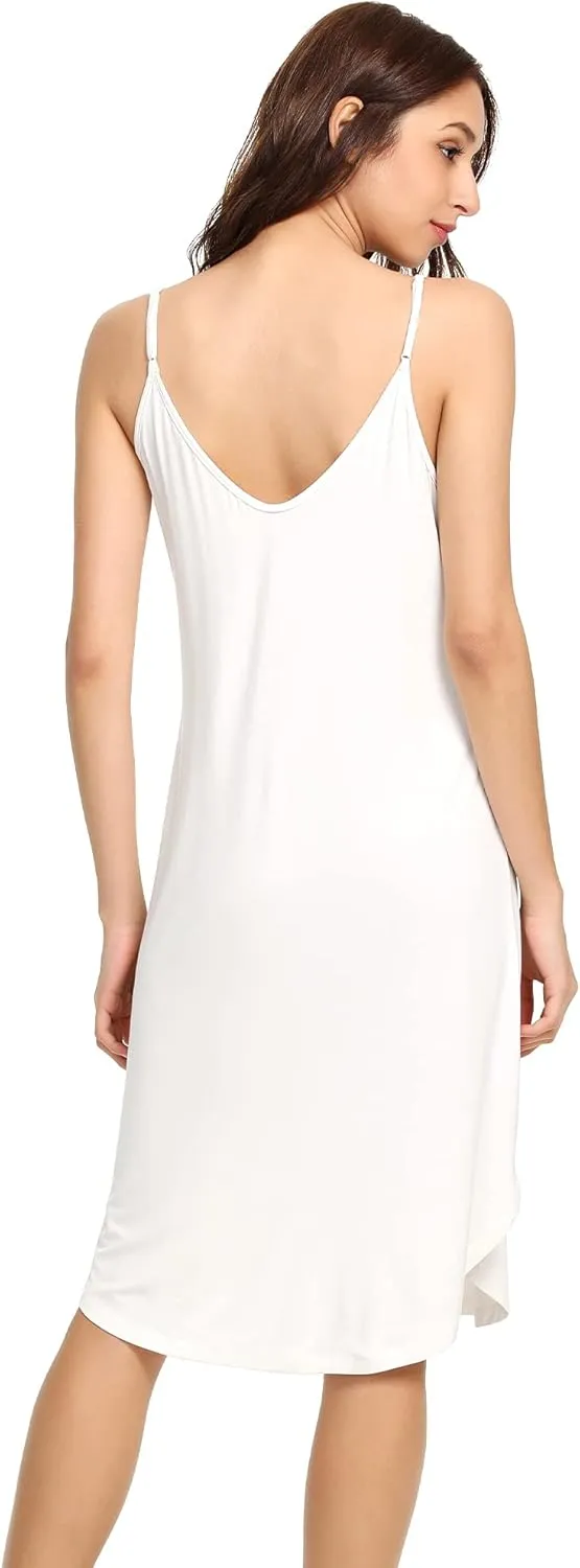 WiWi Slip Dress for Women Plus Size Chemise Nightgown Full Spaghetti Strap Dresses-Viscose made from Bamboo S-4X