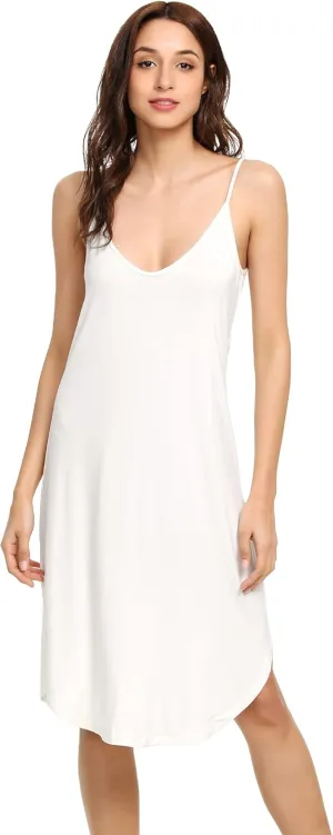 WiWi Slip Dress for Women Plus Size Chemise Nightgown Full Spaghetti Strap Dresses-Viscose made from Bamboo S-4X