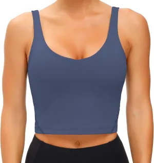 Wjustforu Women's Tank Top Padded Sports Bra Running Workout Yoga Crop Top
