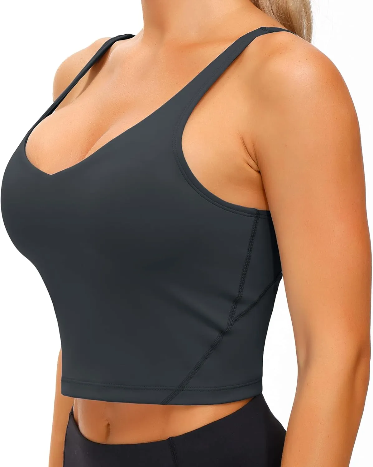 Wjustforu Women's Tank Top Padded Sports Bra Running Workout Yoga Crop Top