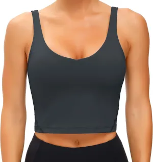 Wjustforu Women's Tank Top Padded Sports Bra Running Workout Yoga Crop Top