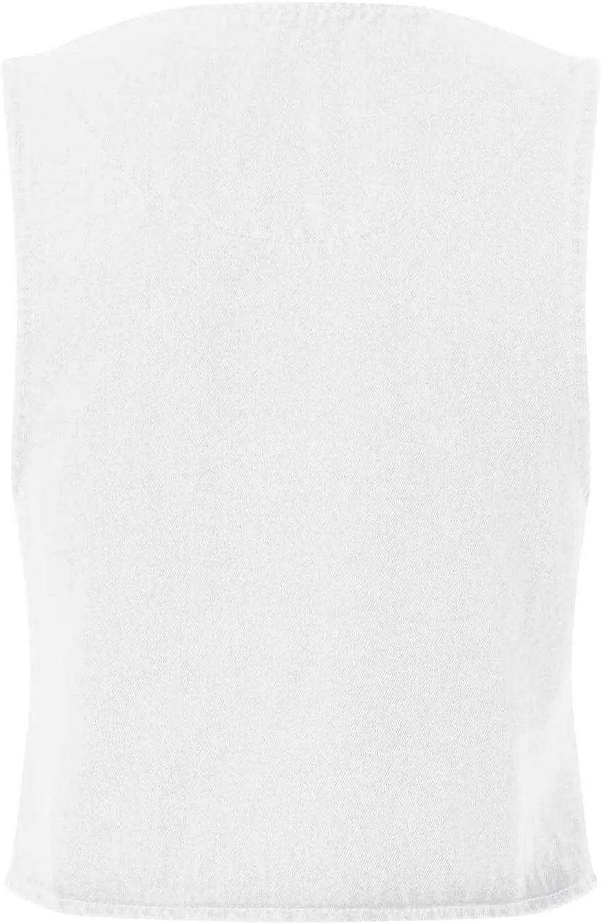 Women Denim Vest Summer Sleeveless Casual Tank Tops Bow Tie Front V Neck Crop Tops Trendy Streetwear Jean Tanks