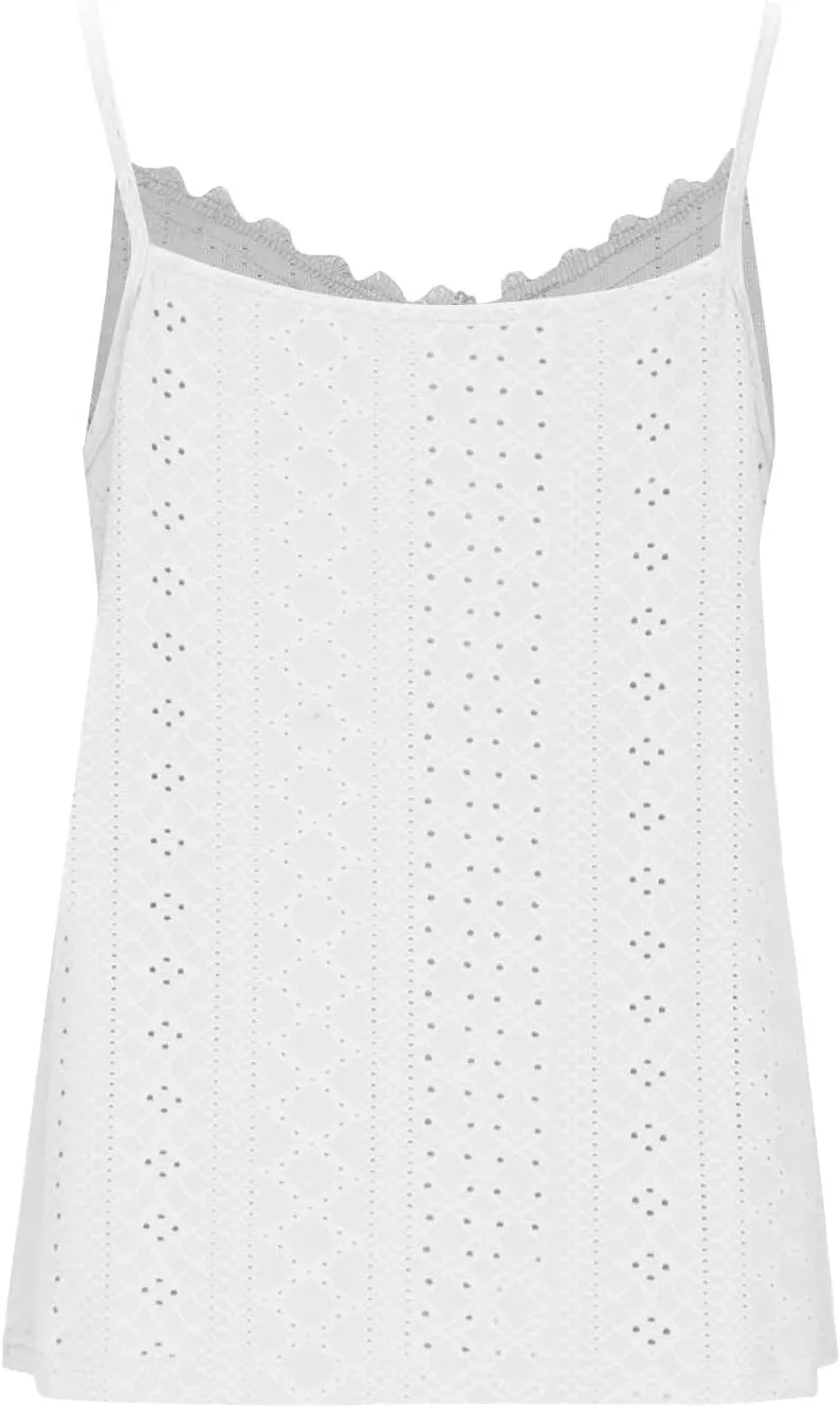 Women Lace V Neck Cami Top Summer Eyelet Hollow Spaghetti Straps Crop Tops Casual Beach Vacation Sleeveless Tanks