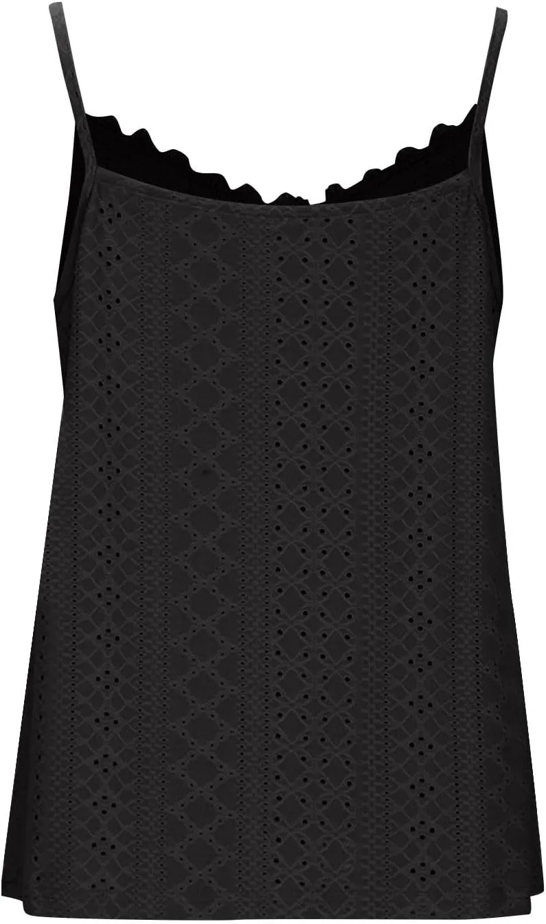 Women Lace V Neck Cami Top Summer Eyelet Hollow Spaghetti Straps Crop Tops Casual Beach Vacation Sleeveless Tanks