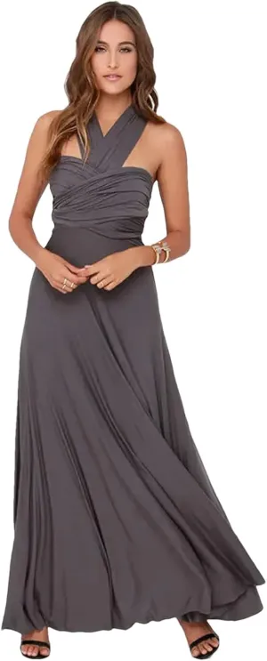 Women Long Dress Multiway Bridesmaids Convertible Wrap Party Dresses