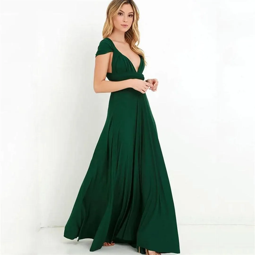 Women Long Dress Multiway Bridesmaids Convertible Wrap Party Dresses