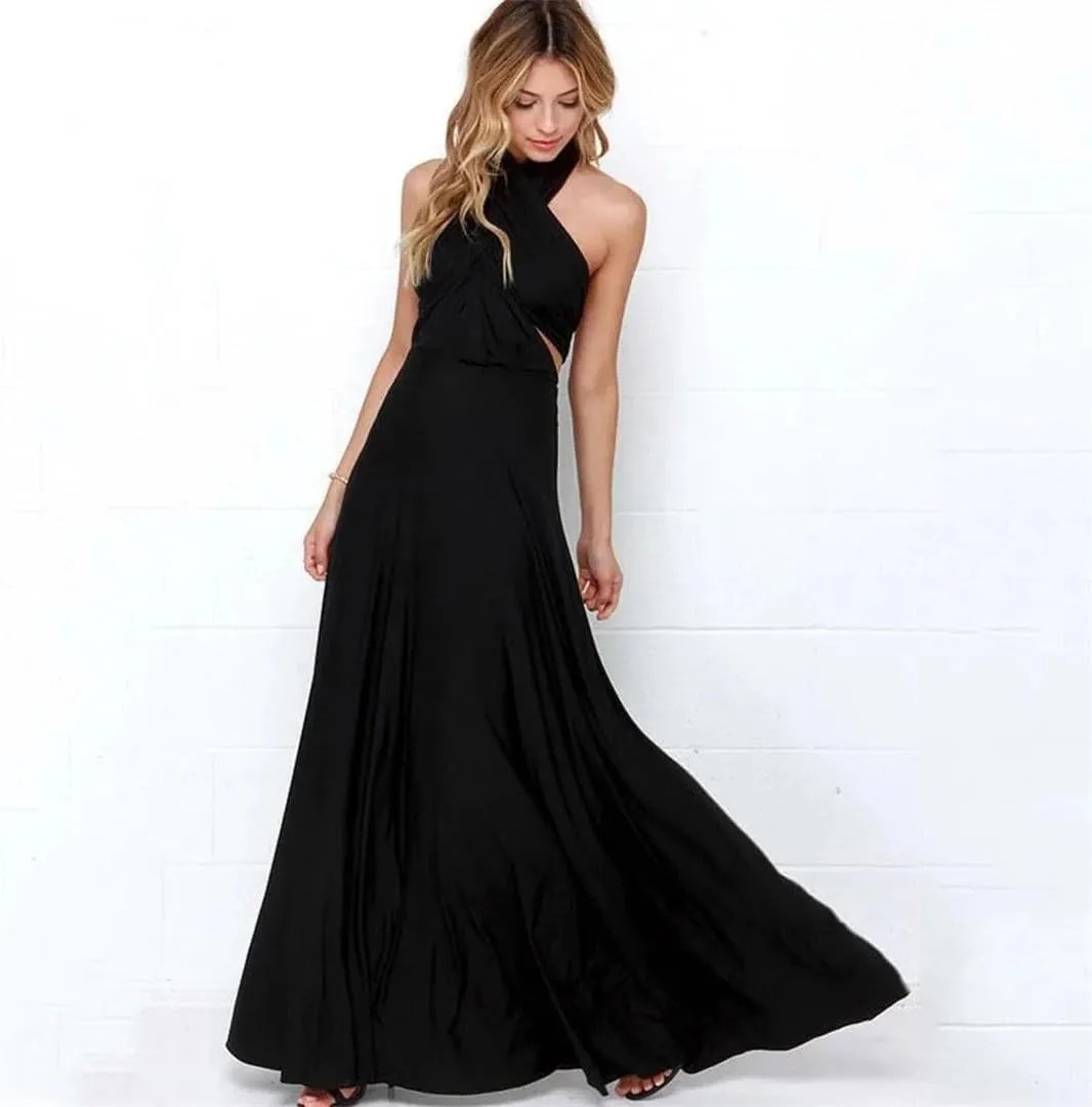 Women Long Dress Multiway Bridesmaids Convertible Wrap Party Dresses