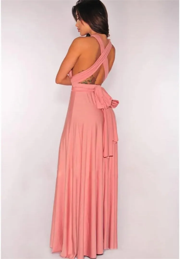 Women Maxi Dress Red Infinity Long Dress Multiway Bridesmaids Convertible Wrap Party Dresses