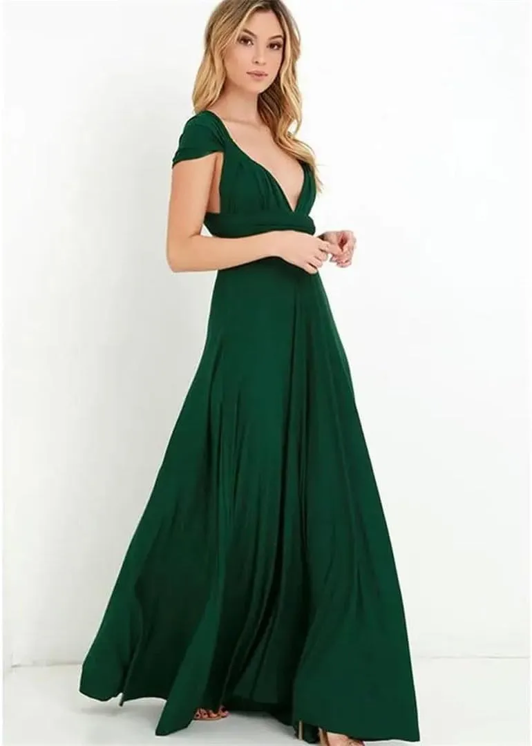 Women Maxi Dress Red Infinity Long Dress Multiway Bridesmaids Convertible Wrap Party Dresses