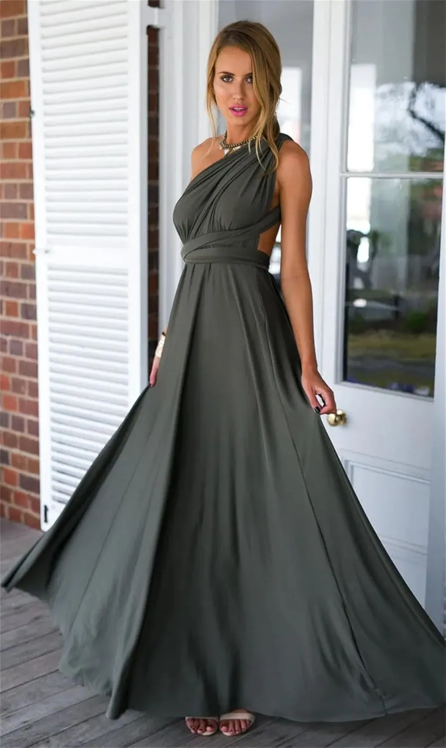 Women Maxi Dress Red Infinity Long Dress Multiway Bridesmaids Convertible Wrap Party Dresses