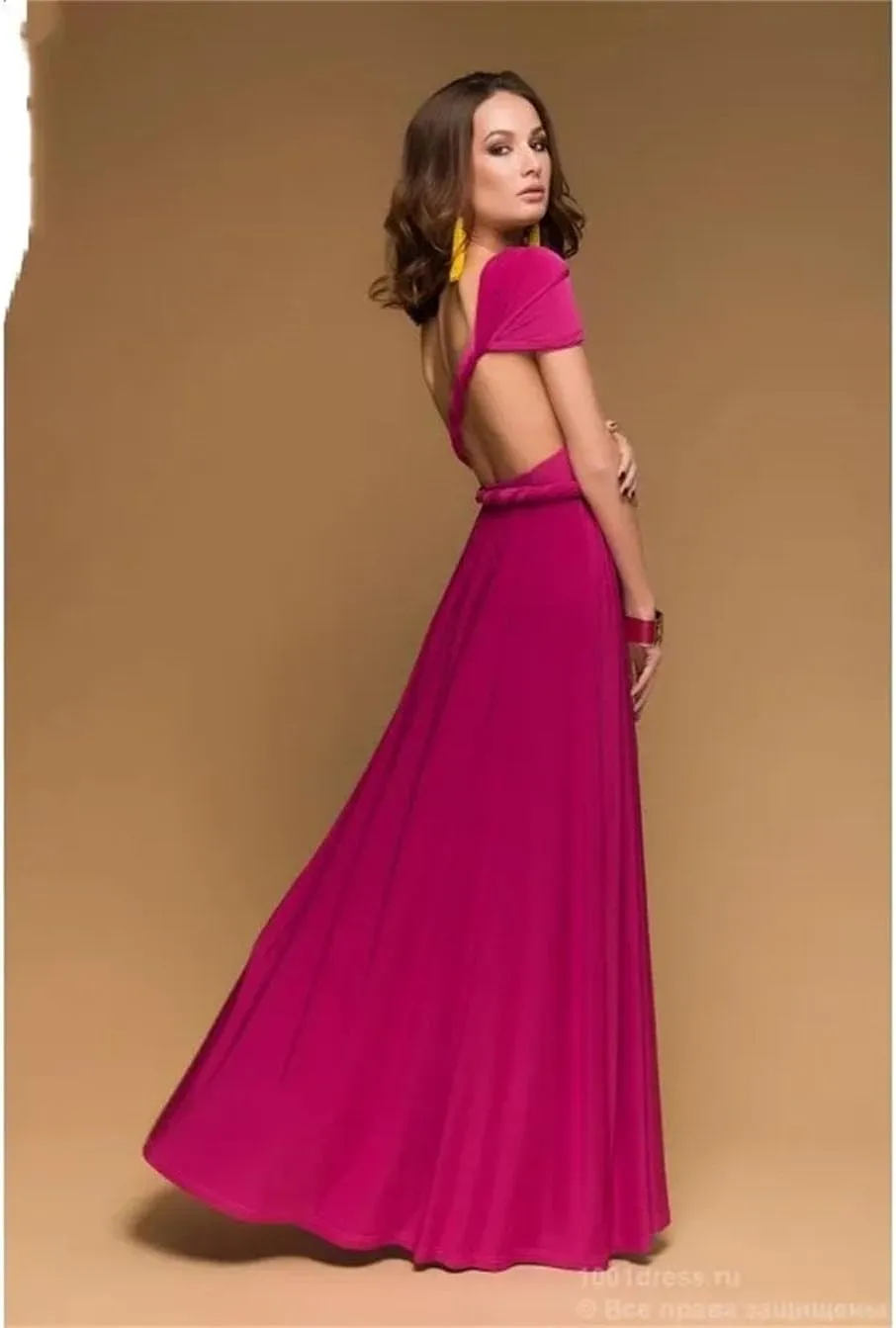 Women Maxi Dress Red Infinity Long Dress Multiway Bridesmaids Convertible Wrap Party Dresses