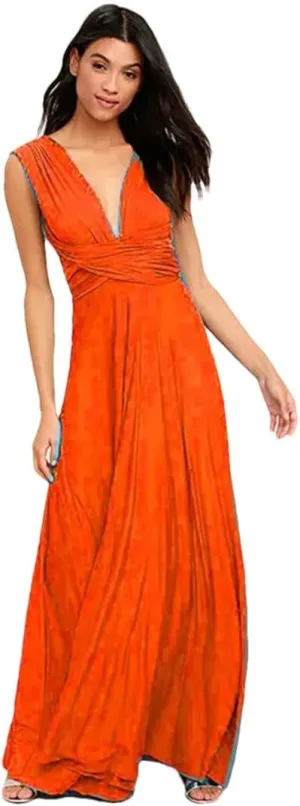 Women Maxi Dress Red Infinity Long Dress Multiway Bridesmaids Convertible Wrap Party Dresses