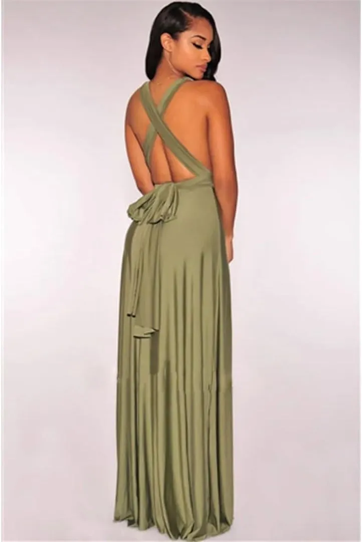 Women Maxi Dress Red Infinity Long Dress Multiway Bridesmaids Convertible Wrap Party Dresses