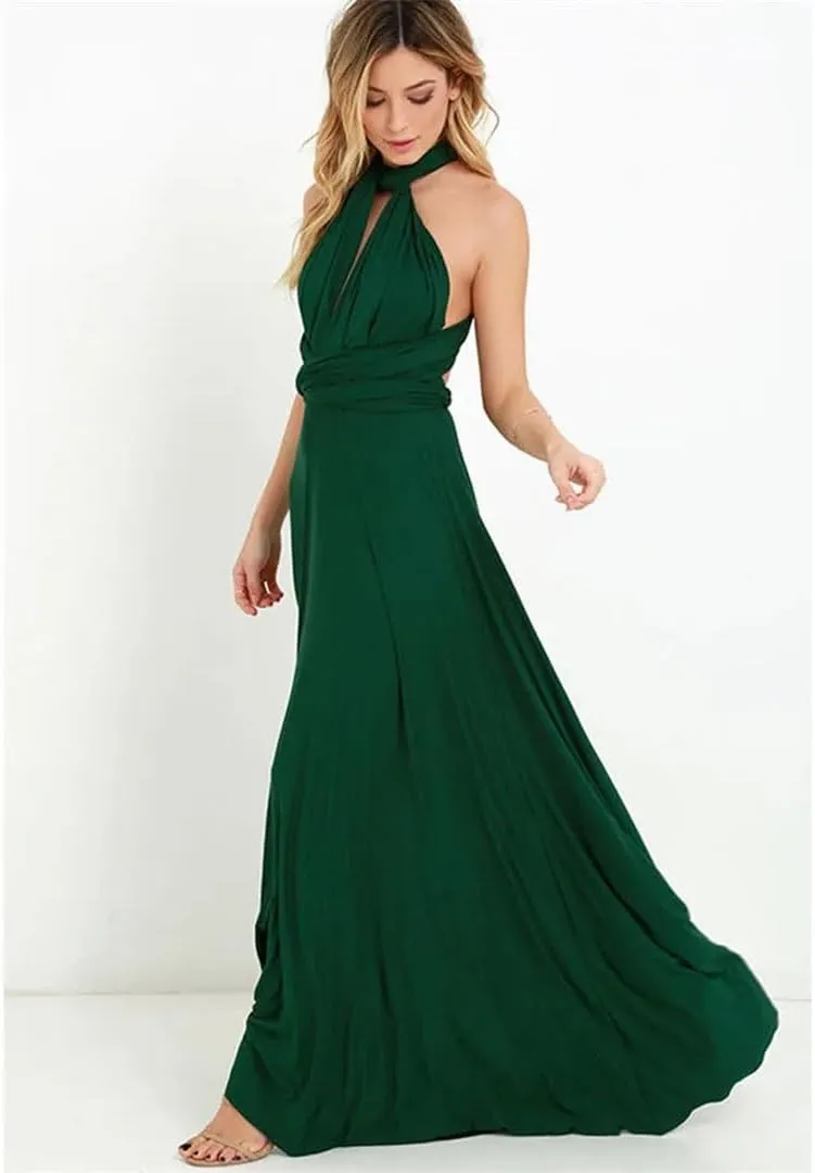 Women Multiway Wrap Convertible Boho Maxi Club Red Bandage Long Dress