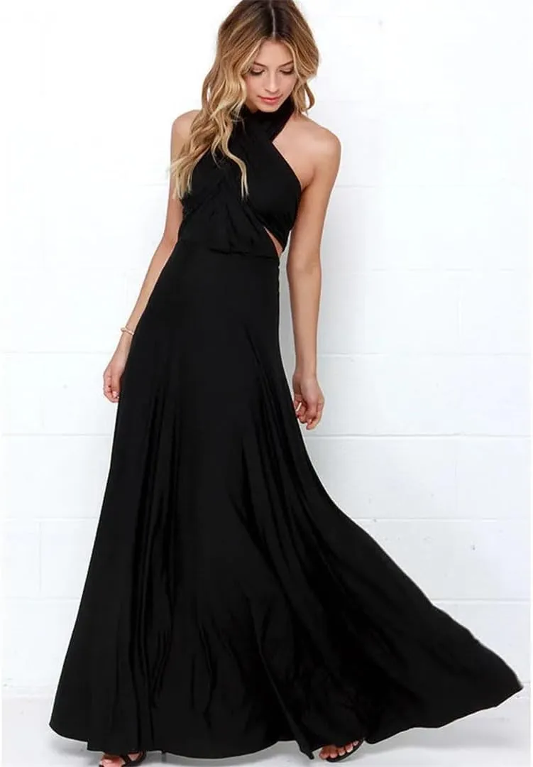 Women Multiway Wrap Convertible Boho Maxi Club Red Bandage Long Dress