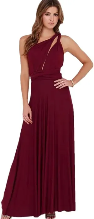 Women Multiway Wrap Convertible Boho Maxi Club Red Bandage Long Dress