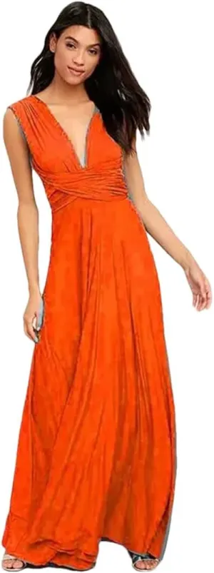 Women Multiway Wrap Convertible Boho Maxi Club Red Bandage Long Dress