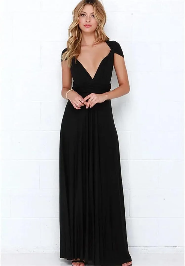 Women Multiway Wrap Convertible Boho Maxi Club Red Bandage Long Dress