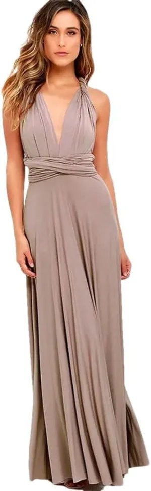 Women Multiway Wrap Convertible Boho Maxi Club Red Bandage Long Dress