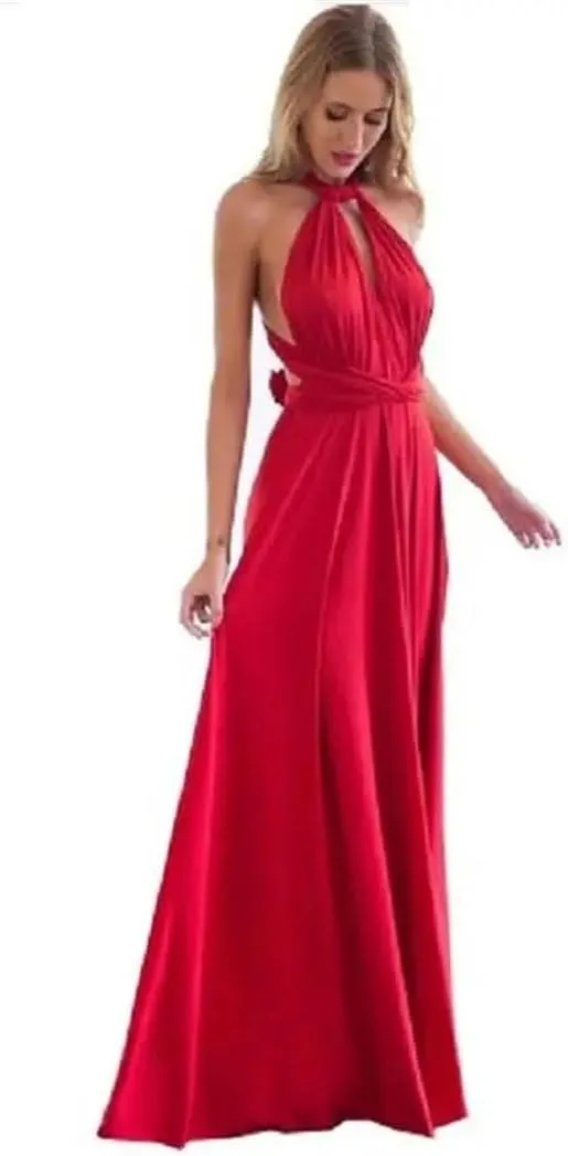 Women Multiway Wrap Convertible Boho Maxi Club Red Bandage Long Dress