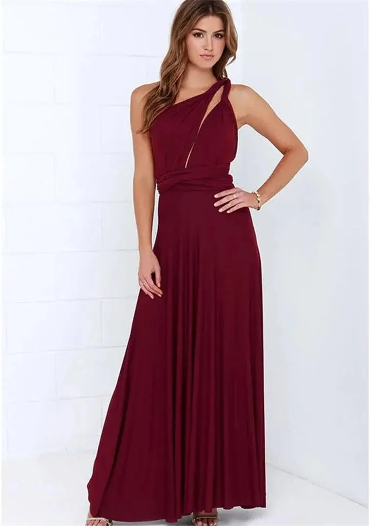 Women Multiway Wrap Convertible Boho Maxi Club Red Bandage Long Dress