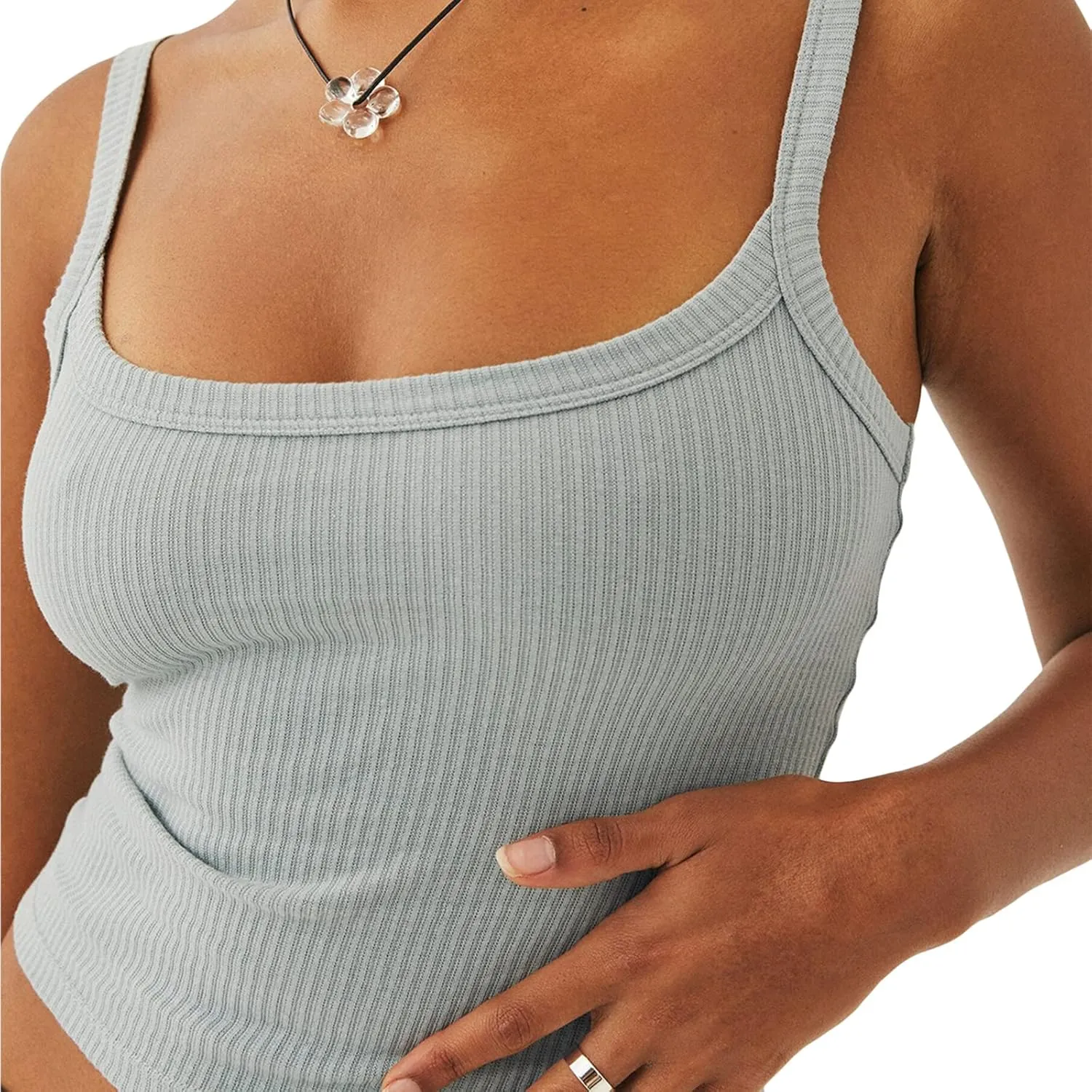 Women Ribbed Knit Sleeveless Crop Top Scoop Neck Slim Fit Cami Top Y2k Summer Basic Tank Top