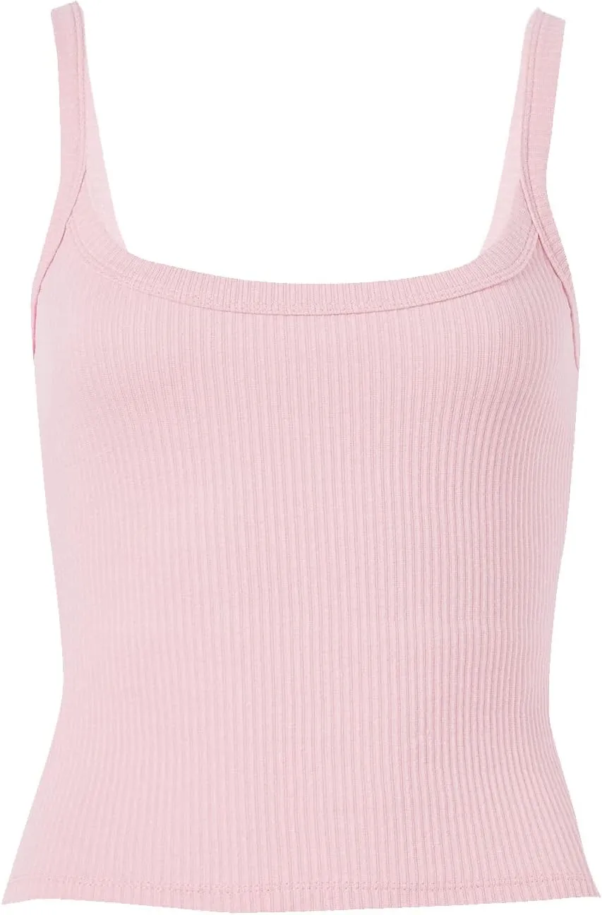 Women Ribbed Knit Sleeveless Crop Top Scoop Neck Slim Fit Cami Top Y2k Summer Basic Tank Top