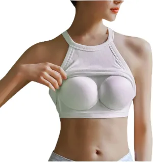 Women Ribbed Yoga Workout Tank Tops Summer Built in Bra Casual Cami Top Sexy Form Fitting Crewneck Crop Undershirt