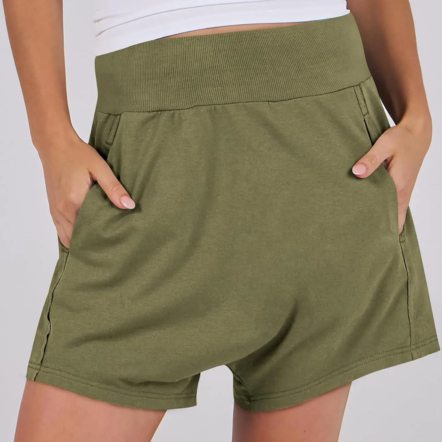 Women Summer Shorts Hot Shot Harem Shorts Casual High Waist Sweat Shorts Baggy Beach Shorts Plus Size Bermuda Shorts