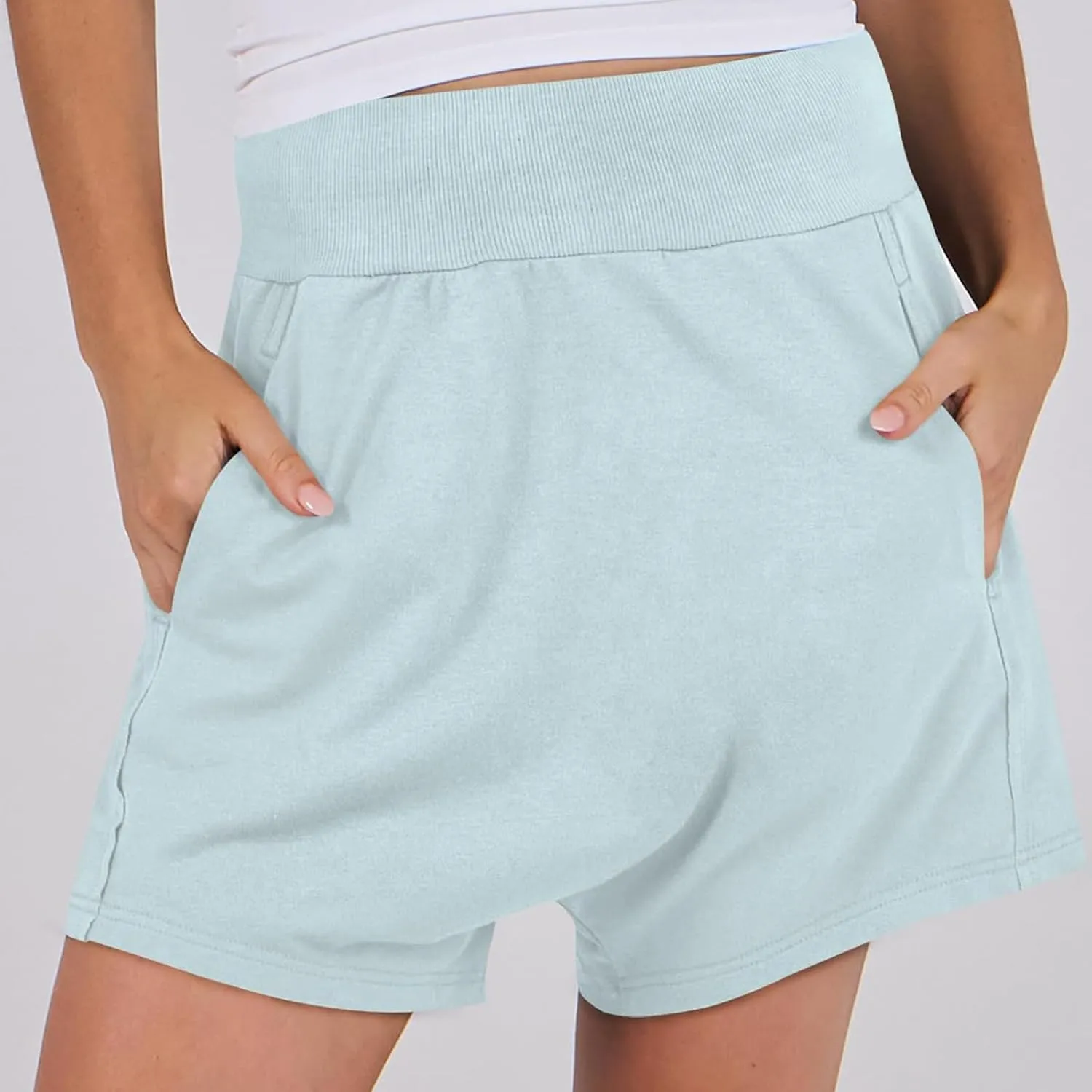 Women Summer Shorts Hot Shot Harem Shorts Casual High Waist Sweat Shorts Baggy Beach Shorts Plus Size Bermuda Shorts