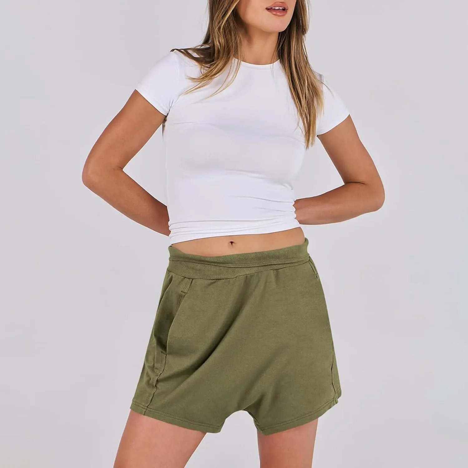 Women Summer Shorts Hot Shot Harem Shorts Casual High Waist Sweat Shorts Baggy Beach Shorts Plus Size Bermuda Shorts