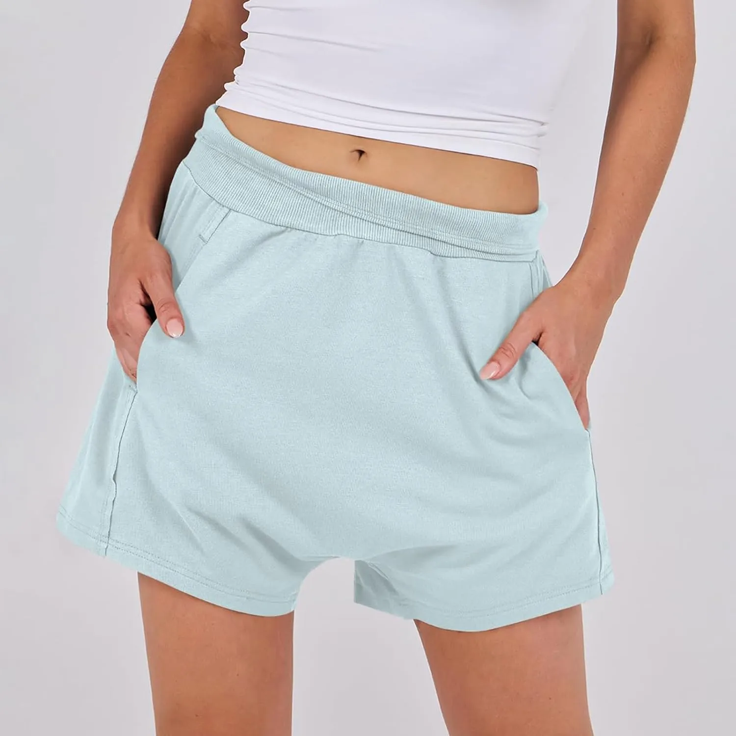 Women Summer Shorts Hot Shot Harem Shorts Casual High Waist Sweat Shorts Baggy Beach Shorts Plus Size Bermuda Shorts