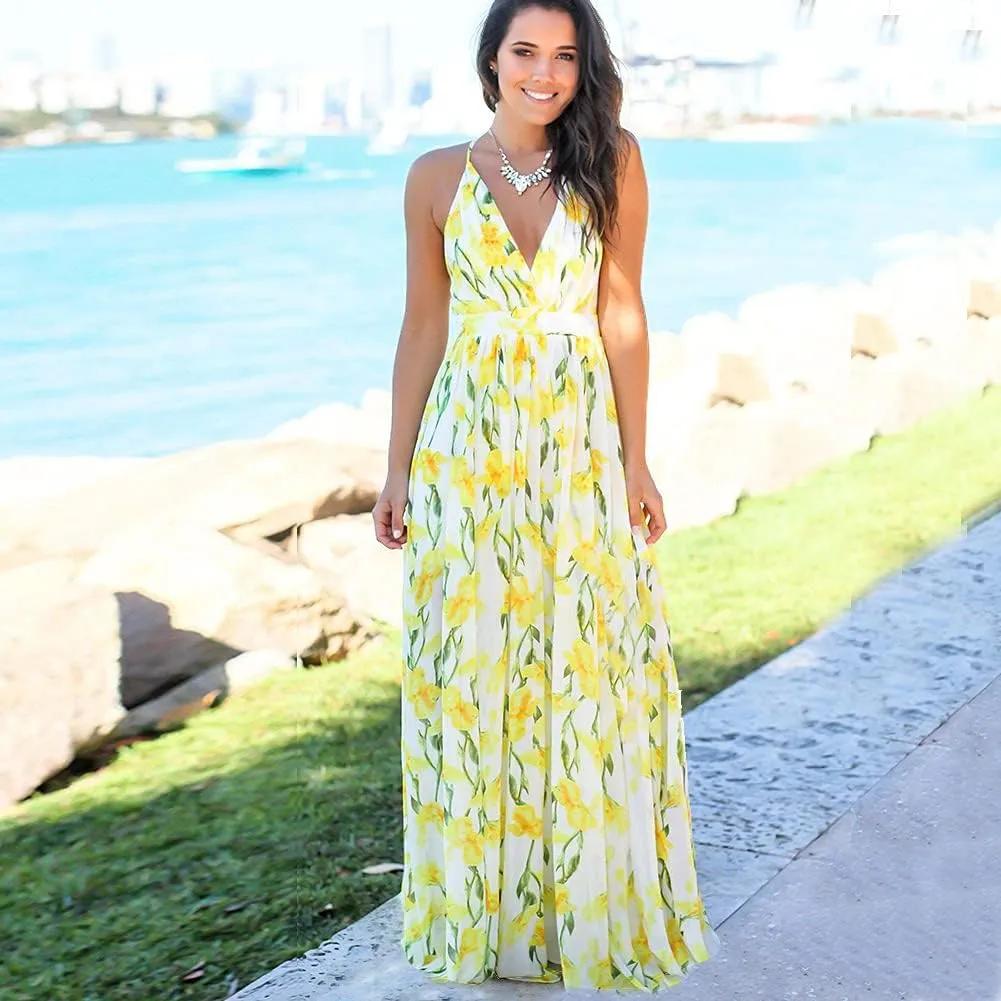 Women Transformer Convertible Multi Way Wrap V-Neck Wedding Bridesmaid Dress Halter Ombre Floral Long Evening Prom Maxi Dress