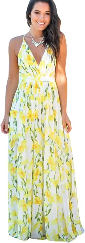 Women Transformer Convertible Multi Way Wrap V-Neck Wedding Bridesmaid Dress Halter Ombre Floral Long Evening Prom Maxi Dress