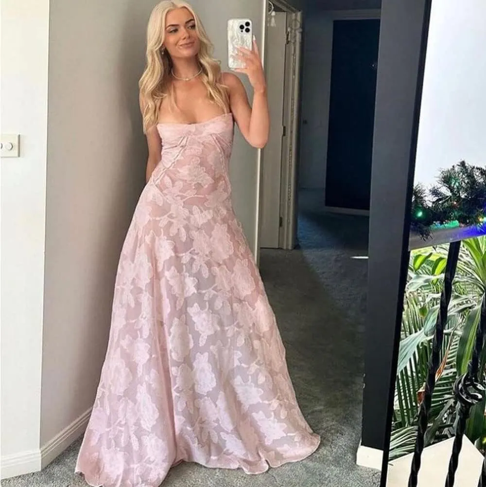 Women Y2K Floral Lace Maxi Dress Sexy Satin Spaghetti Strap Square Neck Long Dress Low Cut Backless Midi Dress Clubwear