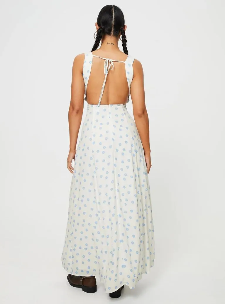 Women Y2k Vintage Printed Maxi Dress Spaghetti Strap Floral Midi Slip Dress Backless Long Flowy Sundress