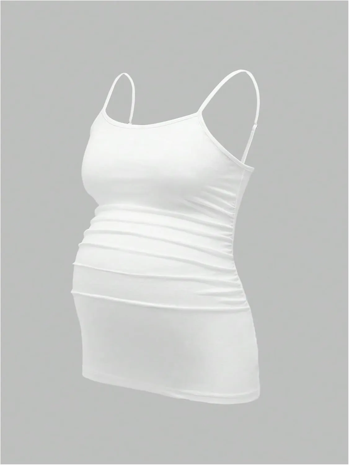 Women's 3 Pack Maternity Cami Top Casual Ruched Spaghetti Strap Pregnancy Camisole