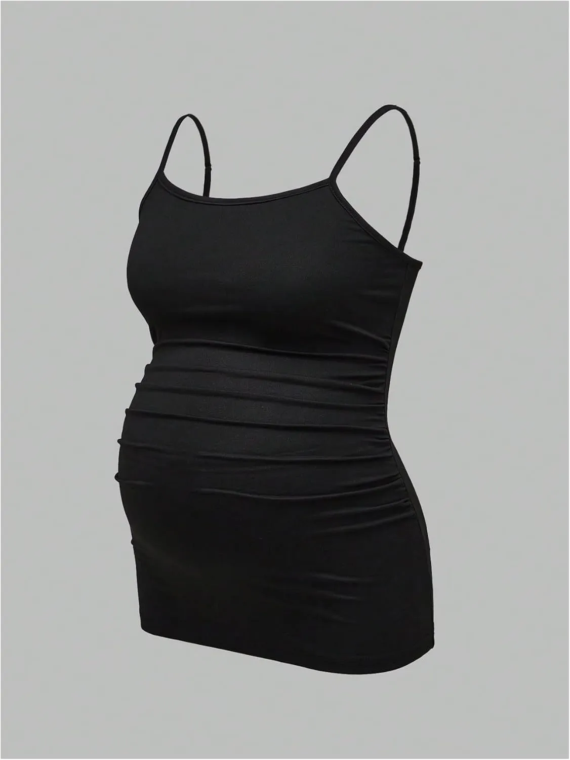 Women's 3 Pack Maternity Cami Top Casual Ruched Spaghetti Strap Pregnancy Camisole