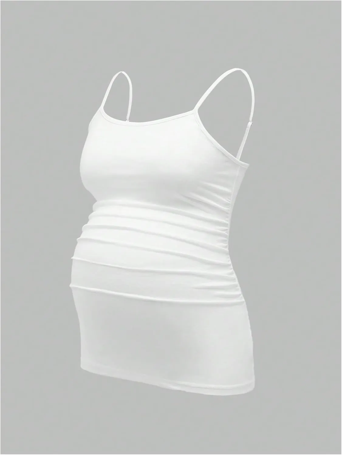 Women's 3 Pack Maternity Cami Top Casual Ruched Spaghetti Strap Pregnancy Camisole