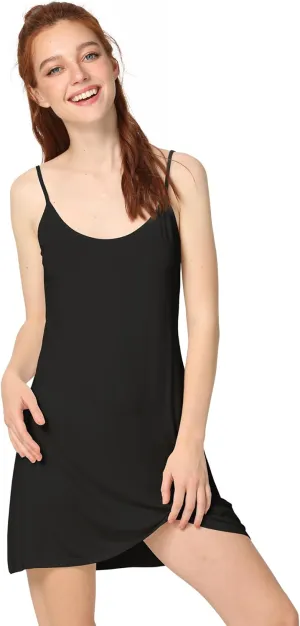 Women's Bamboo Viscose Full Slips for Under Dresses Adjustable Spaghetti Straps Cami Slip Dress