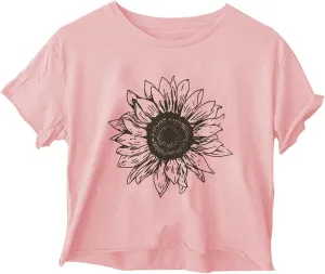 Women's Casual Summer Crop Top Cute Sunflower Graphic Crop Top for Teen Girl