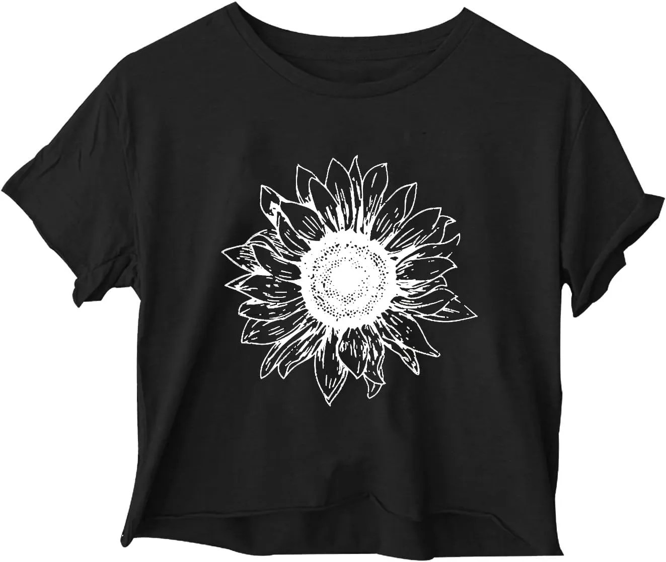 Women's Casual Summer Crop Top Cute Sunflower Graphic Crop Top for Teen Girl