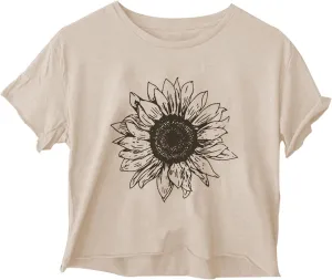 Women's Casual Summer Crop Top Cute Sunflower Graphic Crop Top for Teen Girl