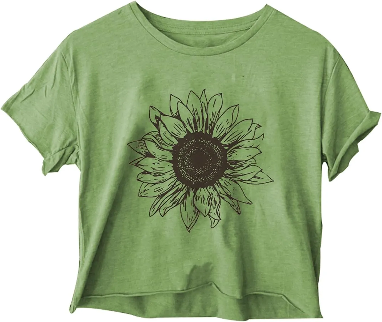 Women's Casual Summer Crop Top Cute Sunflower Graphic Crop Top for Teen Girl