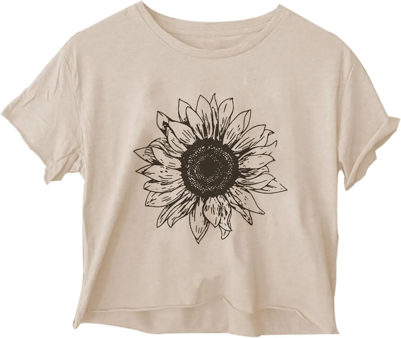 Women's Casual Summer Crop Top Cute Sunflower Graphic Crop Top for Teen Girl
